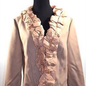 J. Crew Blush Camel Wool Blazer w/Silk Ruffle Trim